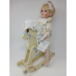 The Hamilton Collection Fine Porcelain Dolls Amy By & Rocking Horse 1992 VTG
